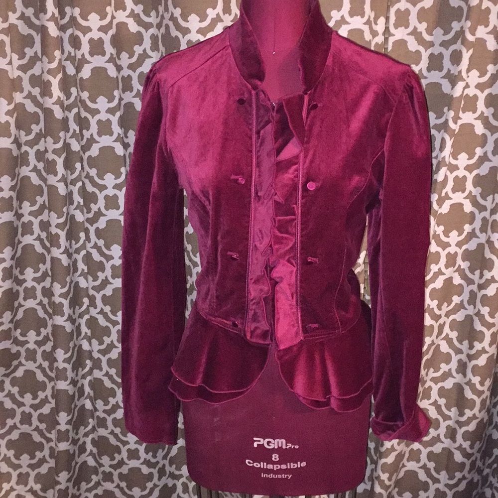 Maroon faux suede blazer